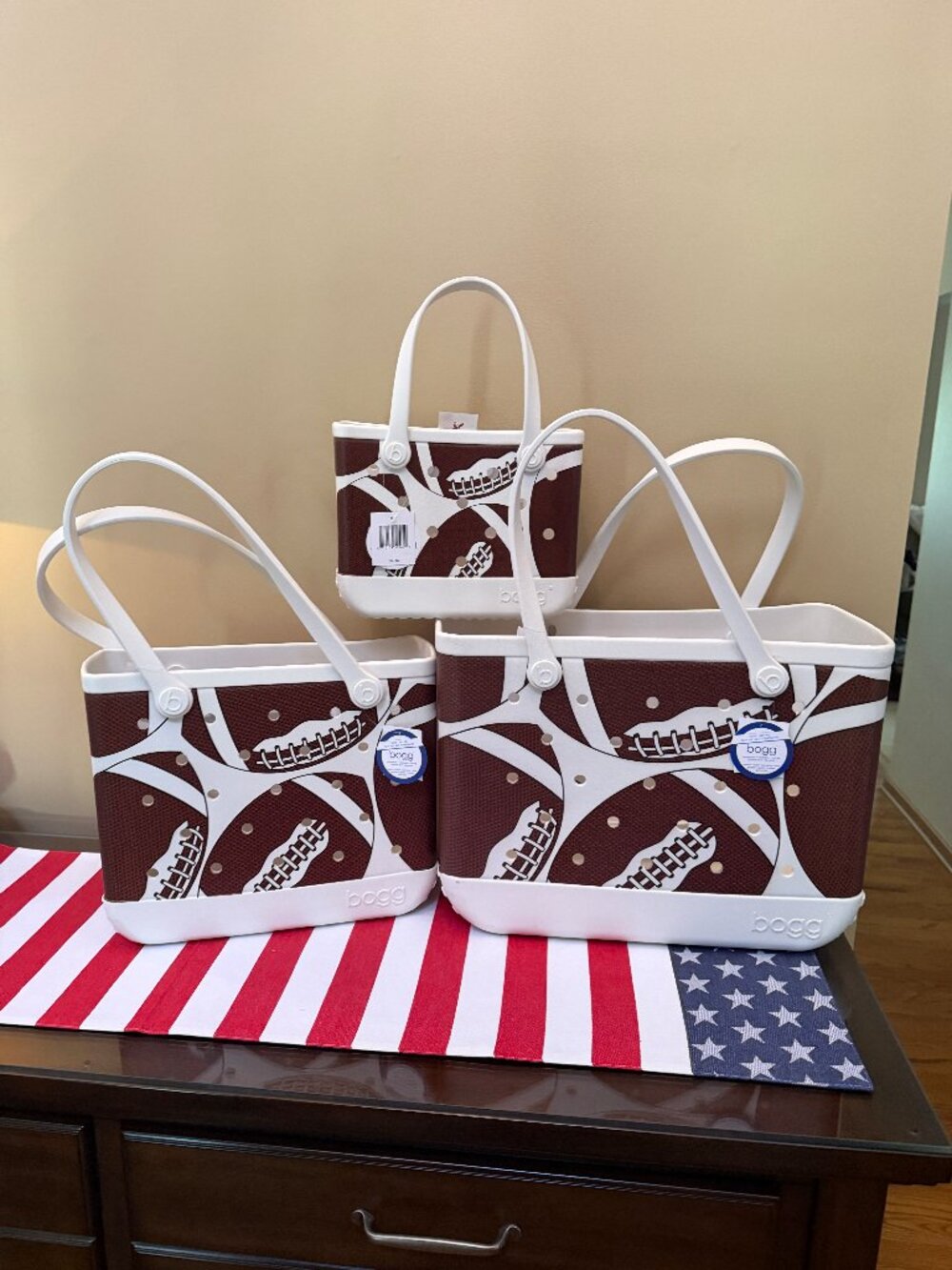 Bogg Bags FOOTBALL SELECT size Bitty, Baby Lg BNWT Original Tags Priced below